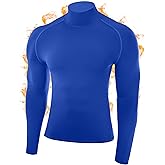 Roadbox Men's Thermal Compression Shirts Mock Turtleneck Long Sleeve, Fleece Lined Undershirt Base Layer for Winter Workout