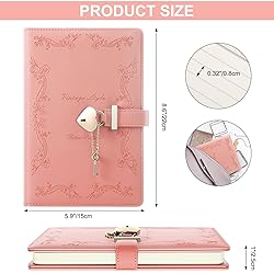 Mousbull Girls Diary with Lock and Key, Cute Heart