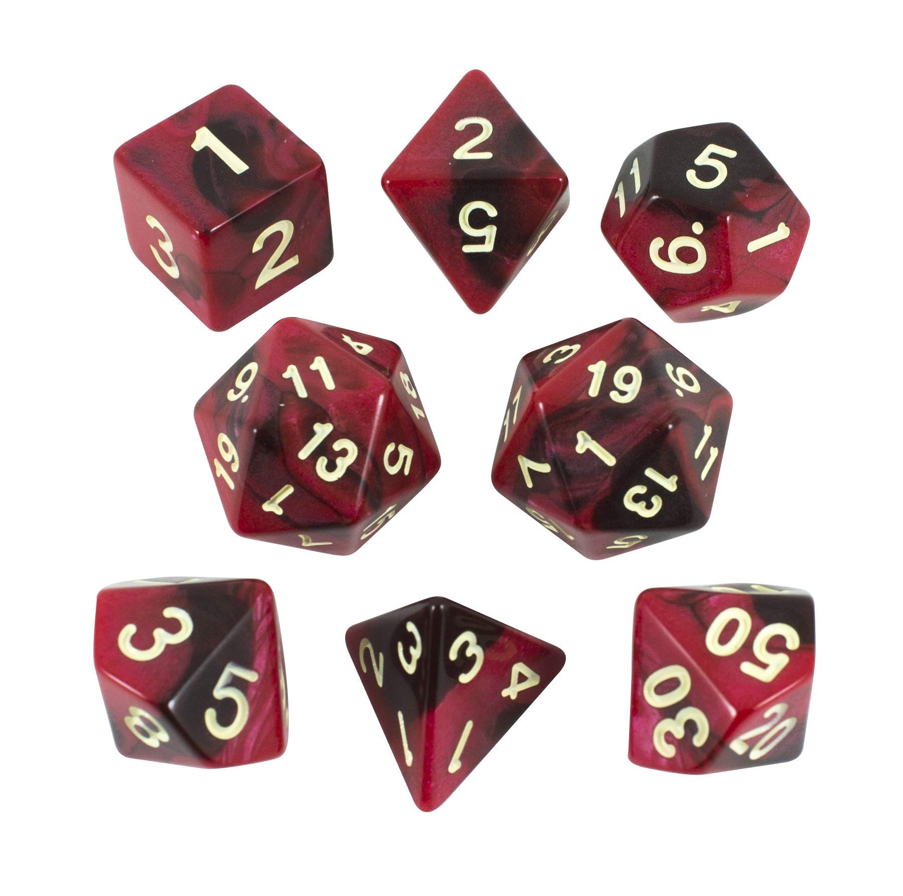 Paladin Roleplaying Red and Brown Dice - Expanded DnD Set With Extra D20 - 'Blood God'