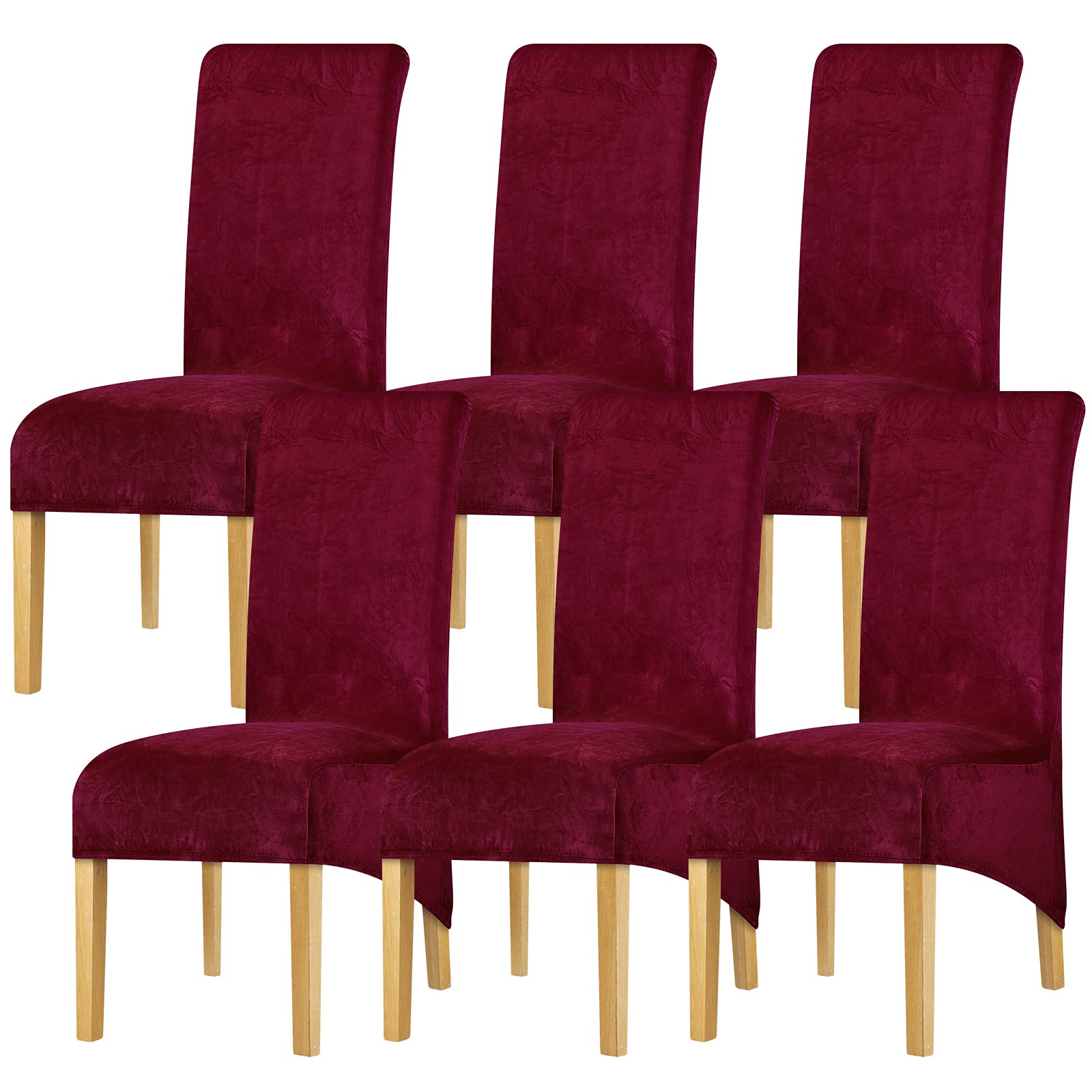 Leorate Chair Slipcovers Large Thick High Back Chair Cover Stretch Velvet Seat Cover for Wedding Party Dining Room Hotel Wine Pack of 6 — image 1