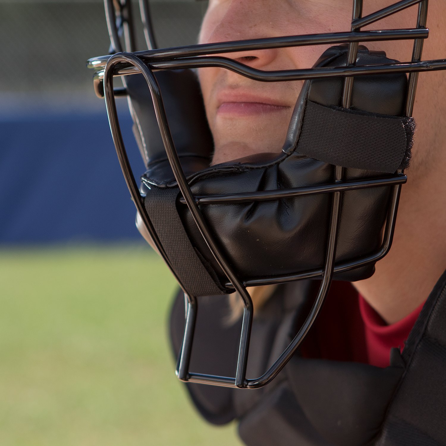 Champion Sports Pro Baseball Adult Mask - Umpires and Catchers - Extra Protection - Extended Guards - Adjustable Harness Baseball Mask - Adult Size,Black