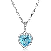 CiNily Heart Pendant Necklace for Women Teen, 14K White Gold Plated Cubic Zircon Pendant with Chain, Heart Necklace Jewelry for Christmas Wedding Birthday Daily