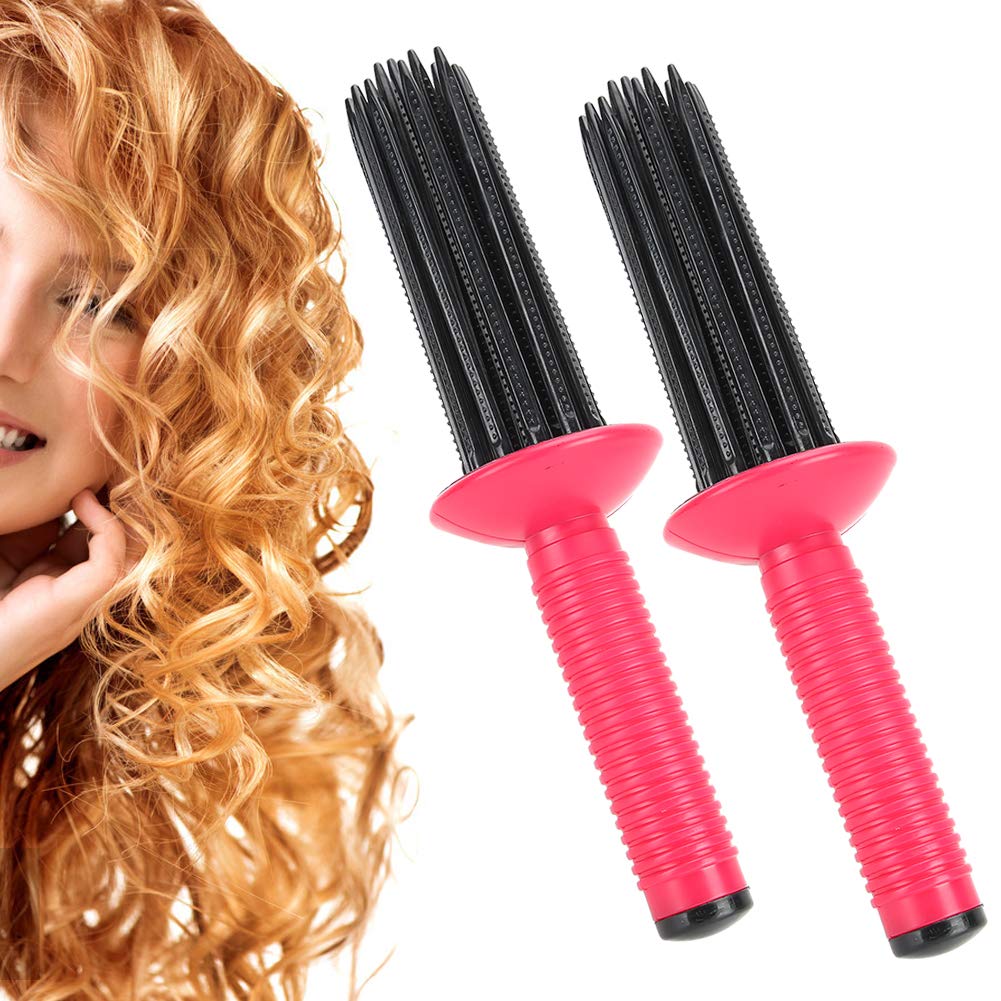 HURRISE Hair Curling Roll Comb, Hair Curler Round Hairbrush,Curling Round Brush for Blow Drying,Hair Fluffy Curling Comb Hair Comb Beautymisc Curling for Wand Hairstyling Tools