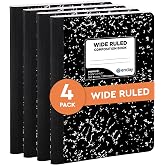 Emraw Marble Composition Notebook Wide Ruled Black and White Composition Books 100 Sheets (4 Pack) - By Enday