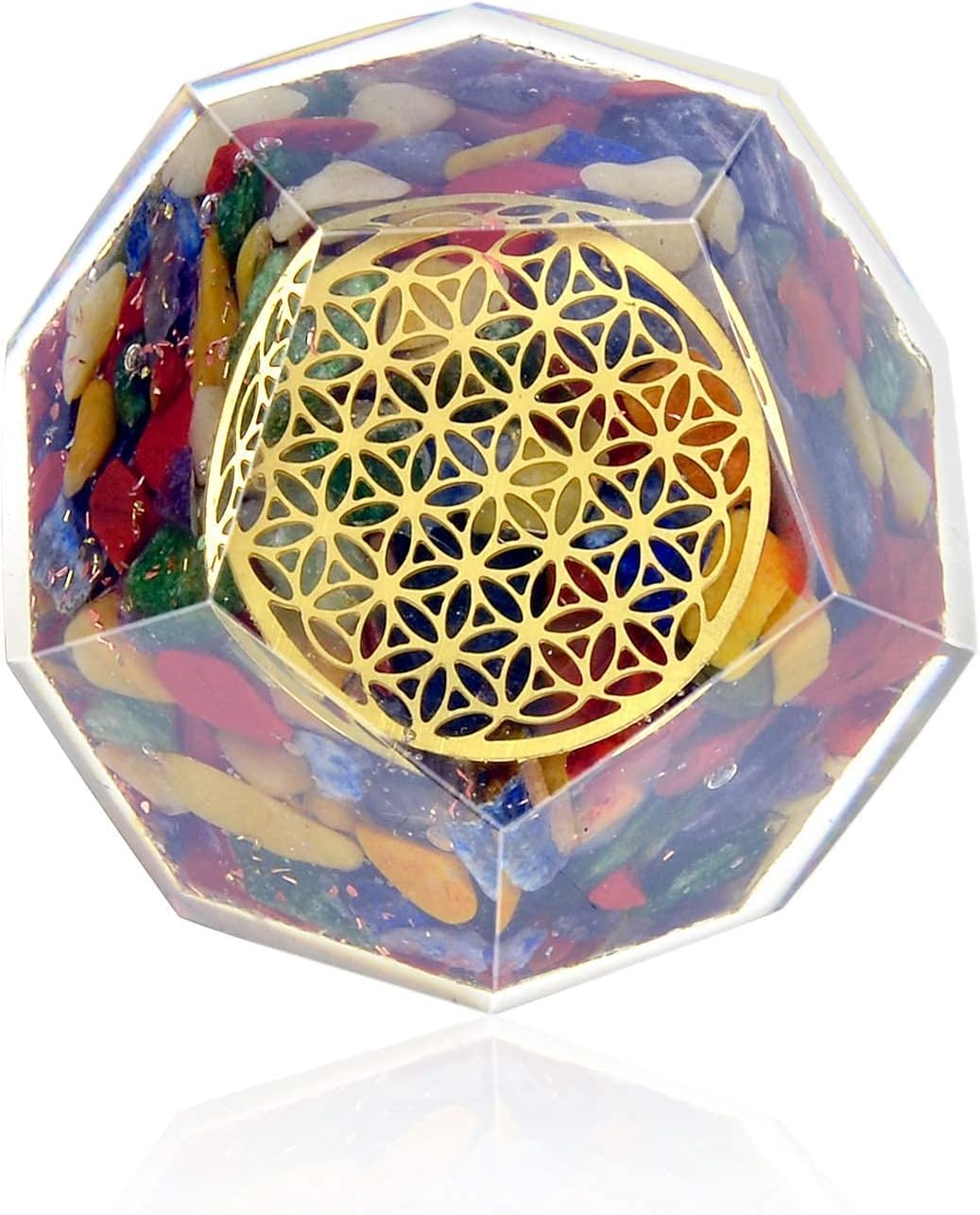 Mixed Media - Orgonite Crystal – Hormonal Balance Orgone Energy Generator Chakra Healing – 7 Mix Chakra Orgonite Dodecahedron Stone for E-Energy Protection Heart Healing Stress Relief