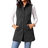 Seta T Women's Long Puffer Vest Stand Collar Sleeveless Puffy Jackets Lightweight Gilet Quilted Warm Coat