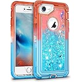 MAXCURY for iPhone 8 7 6 Glitter Case, Flowing Bling Liquid SCRIPTANE PW 24/27 H Quicksand Heavy Duty Shockproof Defender Cov