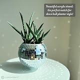 SCANDINORDICA Disco Ball Planter Silver 15 cm with Chain Macrame Hanger view 6