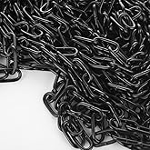 AKOLAFE 1/8" Black Chain Link 33 ft Long Decorative Chain for Hanging Plants, Basket, Picture Metal Heavy Duty Chain Bulk Carbon Steel Chain for Light Fixture, Chandelier, Lamp, Clothes, Dog Leash