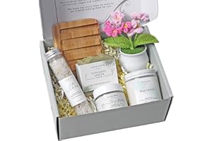 Natural Amor Spa Gift Set for Women – Handmade Soap, Bath Salt, Clay Mask & Candle with Bamboo Soap Dish, Relaxation Self Care Gift Box, Birthday Mothers Day Gift for Her