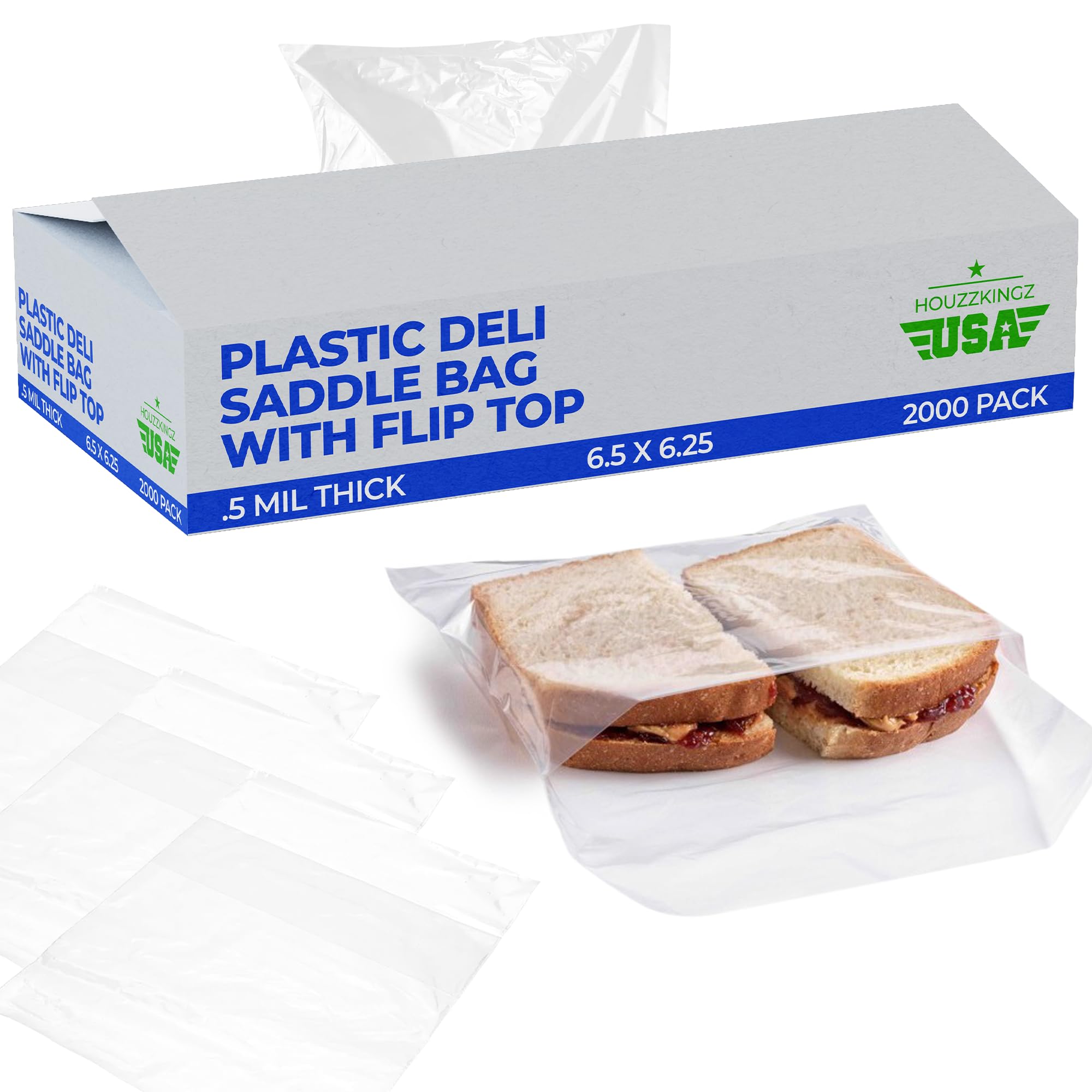 Photo 1 of 2000 Saddle Bags 6.5" X 6.25" – Clear Plastic Deli Flip Top Sandwich Saddle Bags Bulk - Perfect Portions Deli Food Service Plastic Wrap - Commercial Food Packaging Sandwich Wraps Restaurant Supplies