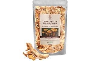 CROWN FUNGI Chanterelle Mushrooms, 1.5oz pack of Dried Chanterelle Mushrooms, Perfect Dried Mushrooms for Culinary Creations and Specialty Recipes, Ideal for Enhancing Every Dish with Authentic Gourmet Taste