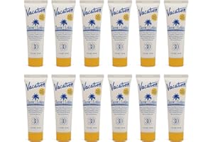 Vacation Mini Classic Sunscreen SPF 30, Water-Resistant, Bulk Suntan Lotion, Bachelorette Party Favors, Beach Must Haves, Traveling Essentials, Travel Size, 1 Fl. Oz. (Value Pack of 12)