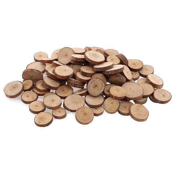BESTOYARD 100 Stücke Holzscheiben Rund 1.5-3 CM Holz Log Scheiben für DIY Handwerk Hochzeit Mittelstücke