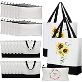 Wesiti 28 Piece Blank Canvas Tote and Makeup Bag Bulk Plain Cotton Tote with Handle Cosmetic Pouch with Zipper Reusable Grocery Bag for DIY Sublimation Embroidery Craft Wedding Christmas Gift