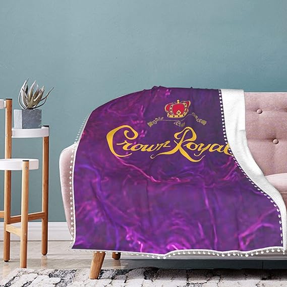 Crown Royal Soft Blanket Pom Pom Fringe Throw Blanket