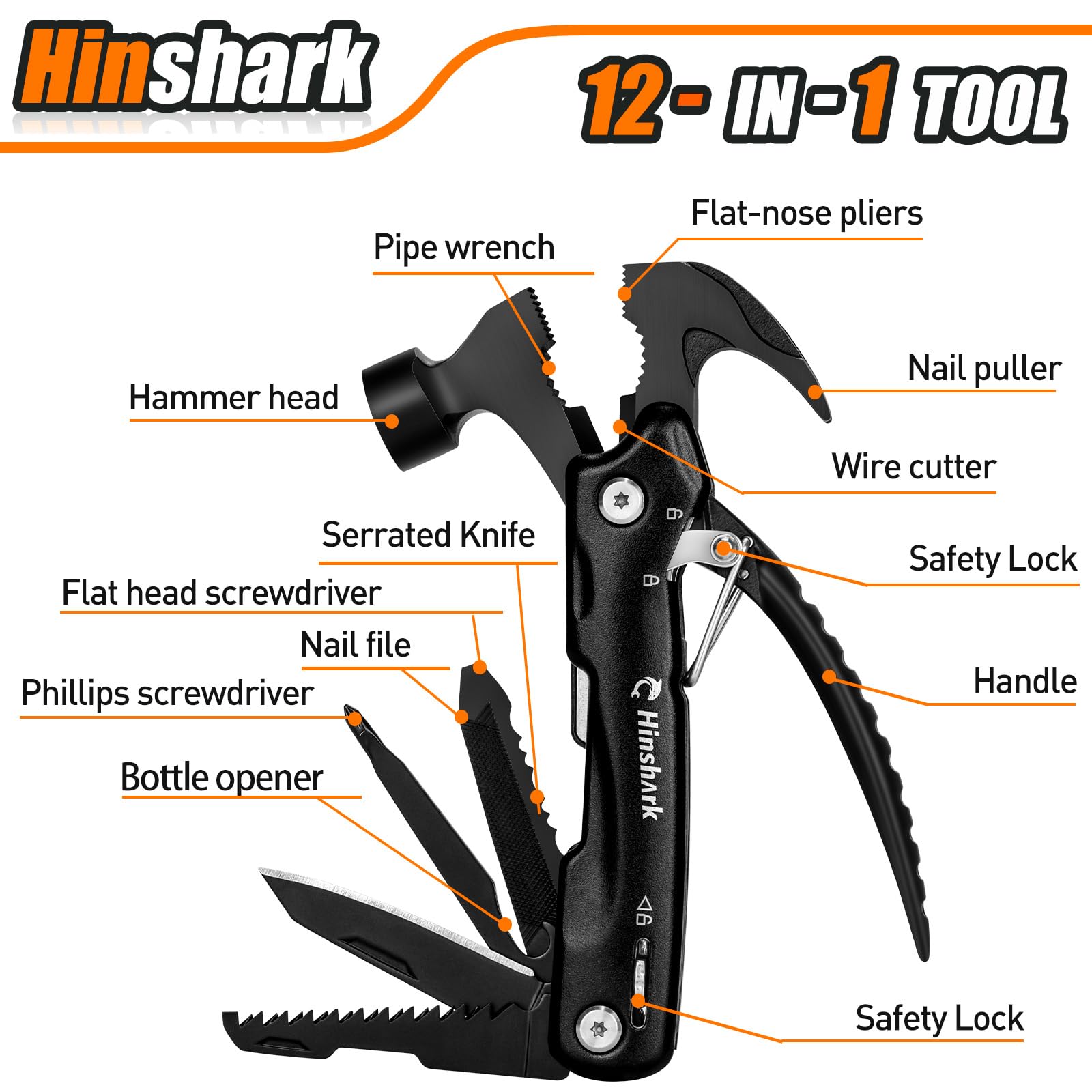Hinshark Geschenke für Männer, 12 in 1 Multitool Camping Zubehör, Männergeschenke, Ostergeschenke Geburtstagsgeschenk Lustige Gadgets Ostern Geschenke für Erwachsene Männer Papa, Vatertagsgeschenk 2