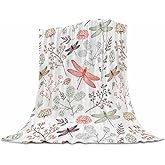 Dragonfly Blanket for Women 50x60 Inches - Ultra Soft Plush Flannel Throw Blanket - Elegant Dragonfly Gifts for Her - Cozy Lightweight Blanket for Bed, Couch, Office & Travel - All Season Comfort