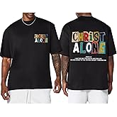 Wedsadl Christian Faith Shirts for Men Bible Verse Jesus God Shirt Oversized Religious Tshirts Graphic Tees Cotton Tops