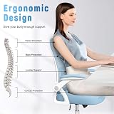 naspaluro Ergonomic Office Chair with 90° Flip Armrests Lumbar Support Blue view 2