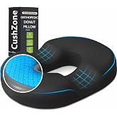Donut Pillow Seat Cushion, Cooling Gel Memory Foam Chair Cushion, Black | Office, Home &amp; Car Seat Cushion, Butt Pillow for Tailbone Pain Relief, Hemorrhoids and Everyday Sitting Comfort