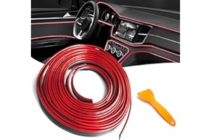 QUICTO Car Interior Trim Strips, 33ft Car Decoration Door Dashboard, Universal Electroplating Design cInterior Trim Accessories with Installing Tool (Red)