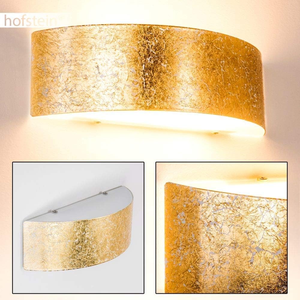 Elegant Gold Wall Light Curved Metal Lampshade 28 Watt Up and Down