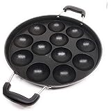 G&D 12 Pit Appam Maker Stainless Steel Lid Paniyaram Pan Appam Patra Paniyarakkal Tawa Nonstick Appam Baking Tray Takoyaki Pa