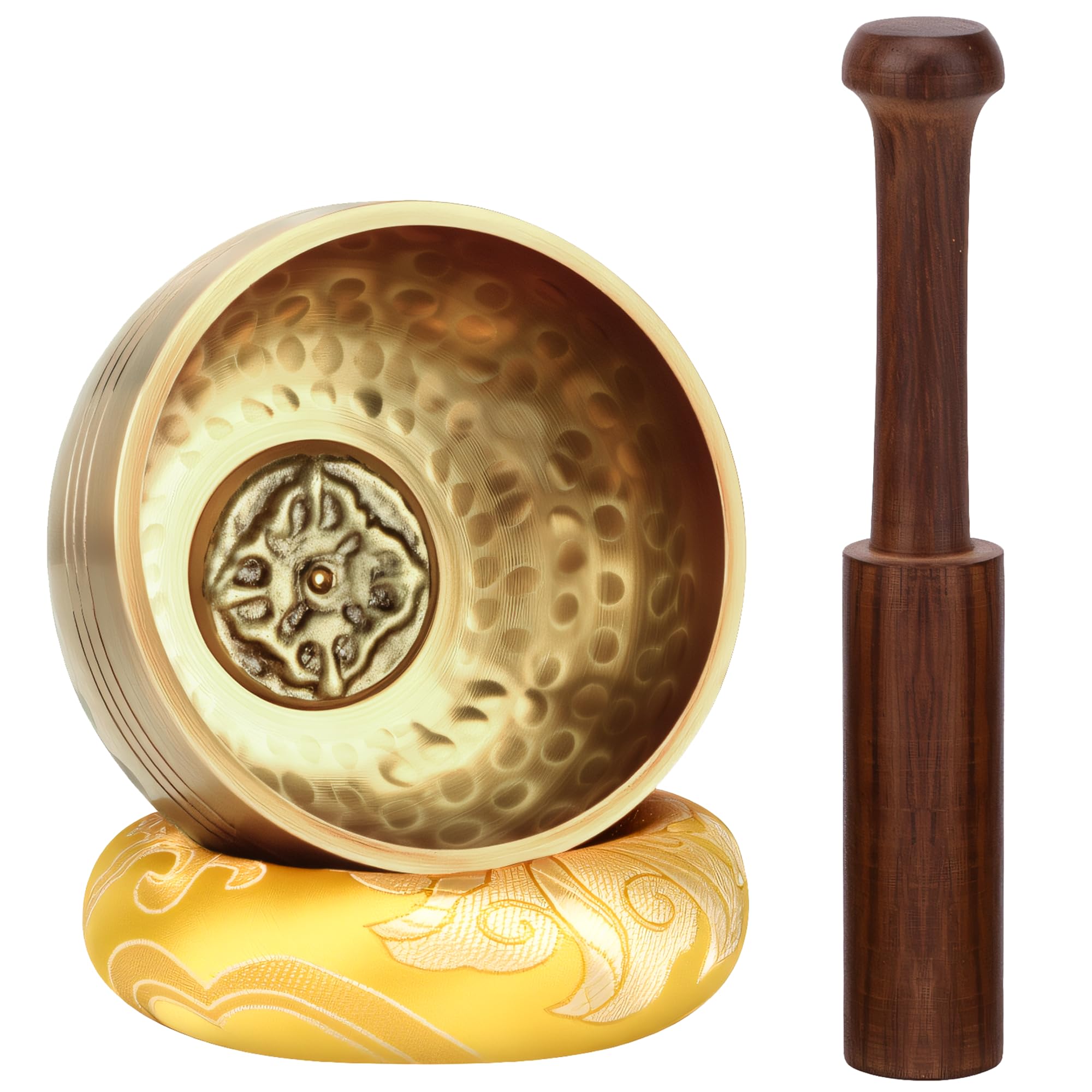 DiDiBirDi Tibetan Singing Bowl 8 cm Mallet and Yellow Ring Cushion 100% Hand Hammered in Nepal Singing Bowl for Meditation, Yoga, Chakra, Meditation Accessories, Unique Gifts for Women