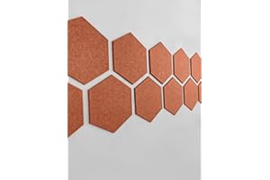 DECORITA Hexagon Felt Board Tiles - 12 Packs Self Adhesive Pinboard & Acoustic Panels | Modern Office Wall Decor for Home | Sound Absorbing Bulletin Board - Dark Orange