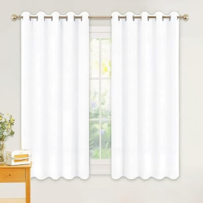 PONY DANCE White Thermal Curtains 66 x 54 Inch 2 Panels Eyelet Energy Saving