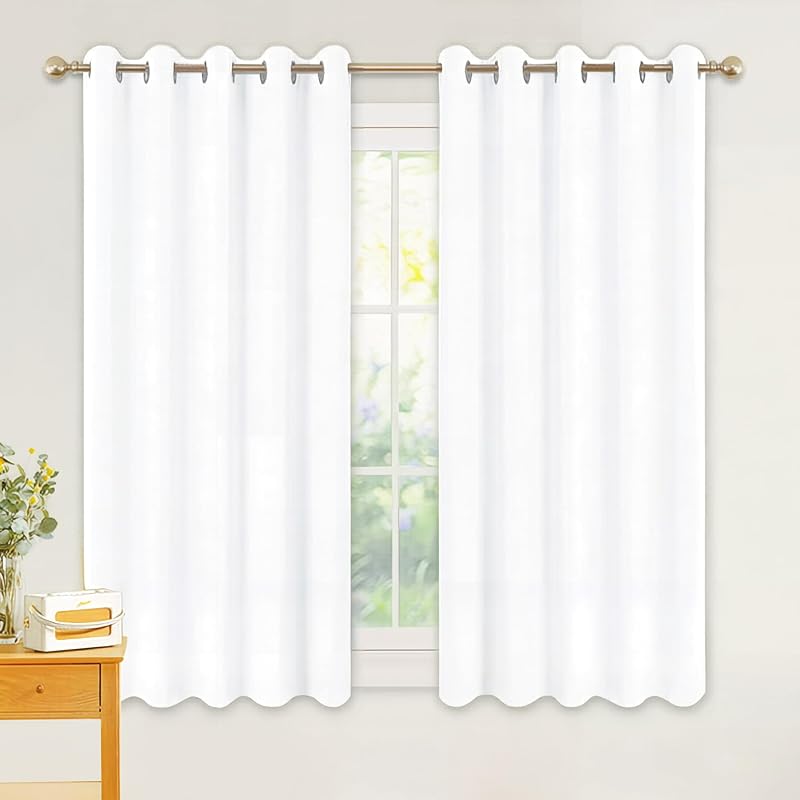 PONY DANCE White Thermal Curtains 66 x 54 Inch 2 Panels Eyelet Energy Saving