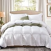 Globon Queen Size Down Comforter - All Season Duvet Insert with Medium Warmth, Soft and Noiseless Cover,8 Corner Tabs,Machine Washable - White