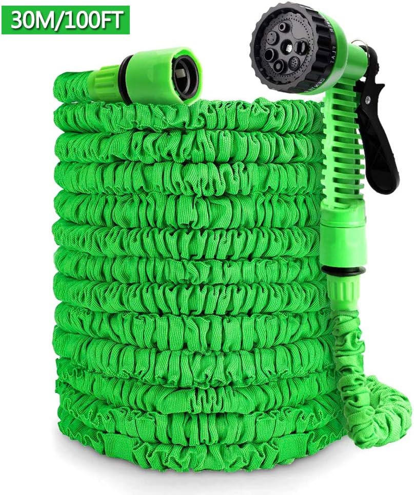 Ohuhu Expanding Garden Hoses, 100ft Extendable Hose with 8Phase Nozzle