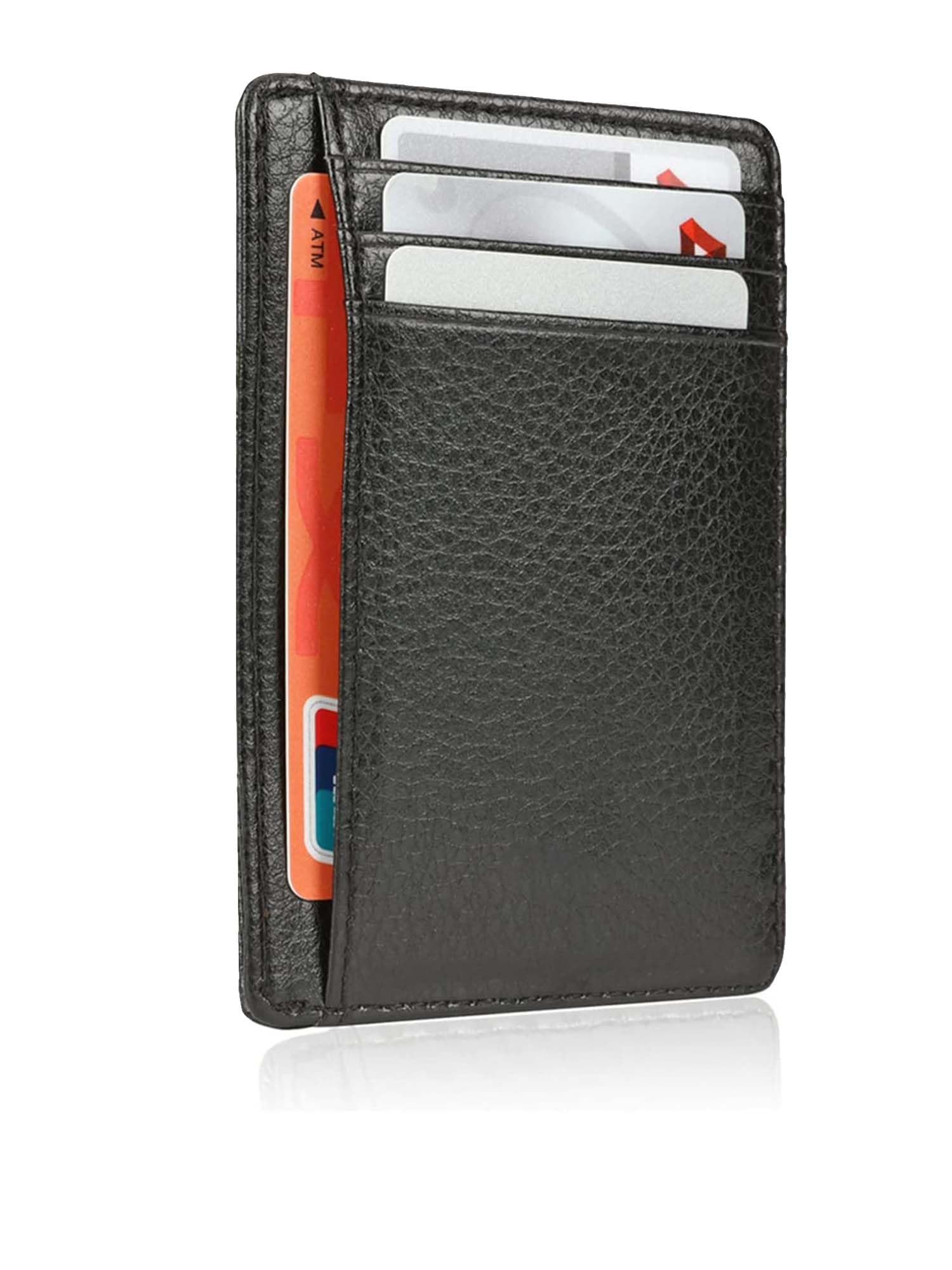 Photo 1 of Genuine Leather Credit Card Wallet Slim Card Holder Wallet for Men and Woment(Black)
