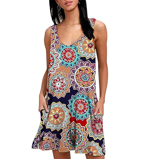 Robe De Plage Boheme Courte Fleurie Ete Robe Sans Manche été