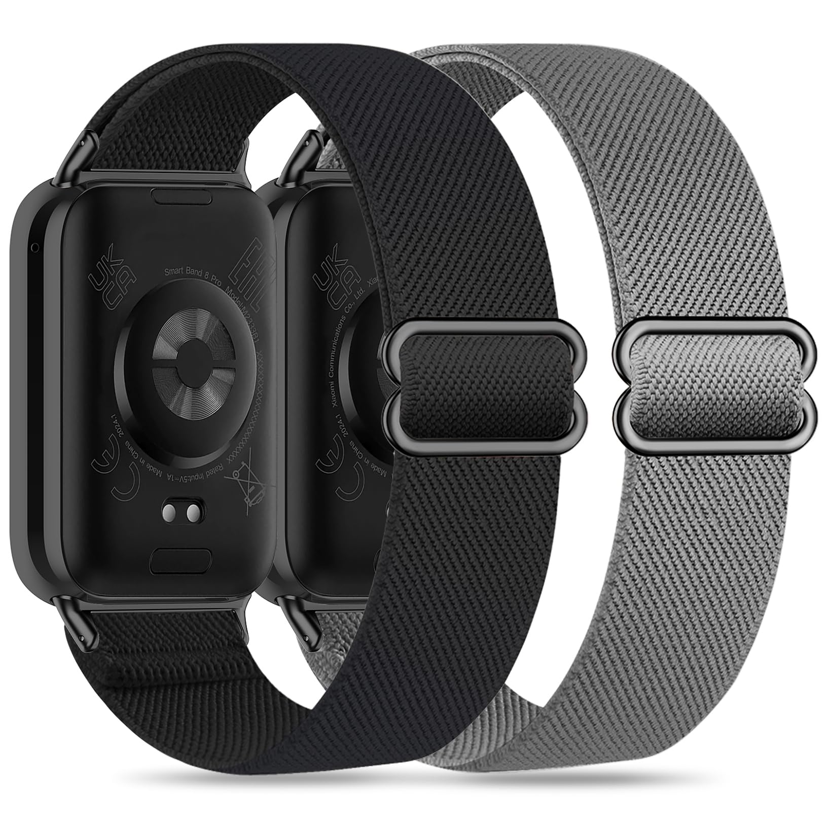 Wizvv 2 Pack Nylon Wristbands Compatible with Xiaomi Mi Band 9 Pro/8 Pro/Redmi Watch 5/Watch 4, Quick Release Replacement Sports Watch Strap for Men and Women