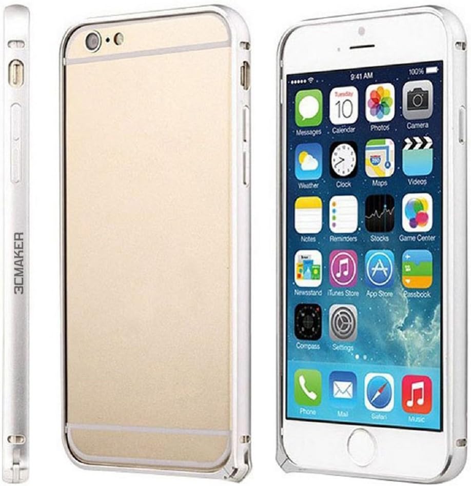 (3CMaker)iPhone 6 & iPhone 6s 4.7 inch Case Shell Dual Color Arc Metal Frame(Silver)