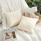 MIULEE Velvet Throw Pillow Covers 12x12 Inch, Pack of 2 - Cream White, Soft Solid Small Decorative Pillow Covers Modern Luxur