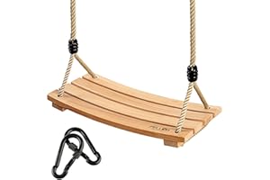 Pellor Wood Tree Swing Seat,Indoor Outdoor Rope Wooden Swing Set for Children Adult Kids (Burlywood)
