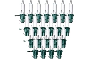 Mudder 60 Count Christmas Tree Replacement Light Bulbs 2.5v 0.425 Watt Replacement Bulb Mini Incandescent Wire String Lights Decoration for Prelit Xmas Tree(Green Base with Warm White Bulb)