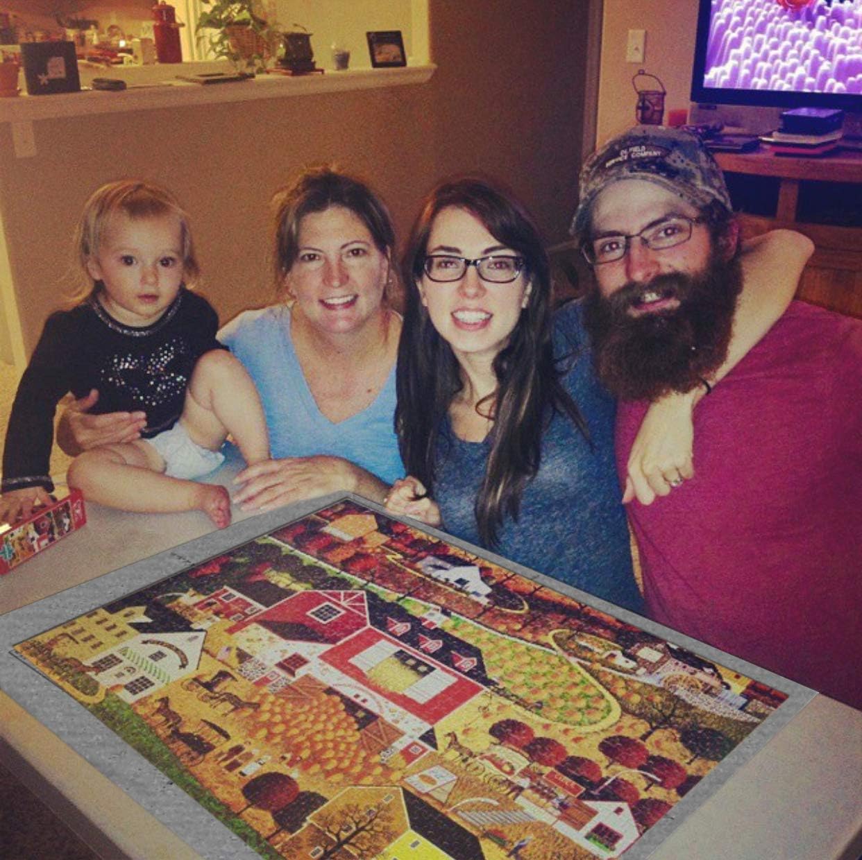 Gropecan Jigsaw Puzzle Mat Roll Up - 1500 Pieces and 2000 Pieces Saver Large Puzzles Board for Adults Kids, Storage and Transport Premium Pump Puzzle Glue Puzzles Felt Mat Inflatable Tube: Toys & Games