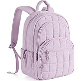 BAGSMART College Laptop Backpack, Travel Backpack for Women, Quilted Casual Daypack, Water-Resistant Bookbag for 15.6 Inch Laptop, Lavender