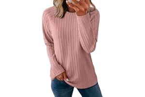 Dokotoo Womens Tops Long Sleeve Lightweight Shirts 2024 Fall Fashion Trendy Tops Crewneck Casual Knit Basic Tee