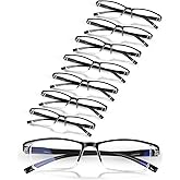 FIONOFY 8 Pack Reading Glasses for Men-Blue Light Blocking Computer Readers Women-With Spring Loaded Hinges Lightweight