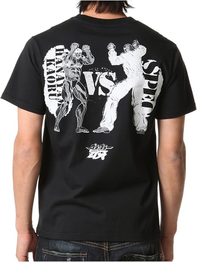 Amazon グラップラー刃牙 花山薫vsスペック Right Onコラボtシャツ メンズ L ホワイト ブラック Tシャツ カットソー 通販