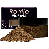 Renfio 100g Mica Powder Pigment, Metallic Natural Dye Mineral Pearl Shimmer Epoxy Resin Dye for Painting Soap Making Slime Bath Bombs 3.5 Oz - Coffee Brown
