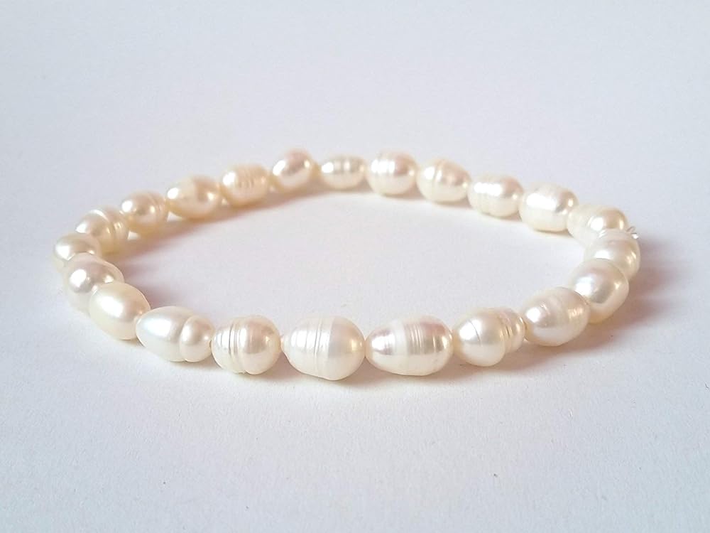 Bracciale Perle di Fiume Donna, Elastico 19cm, Fatto a Mano: Amazon.it