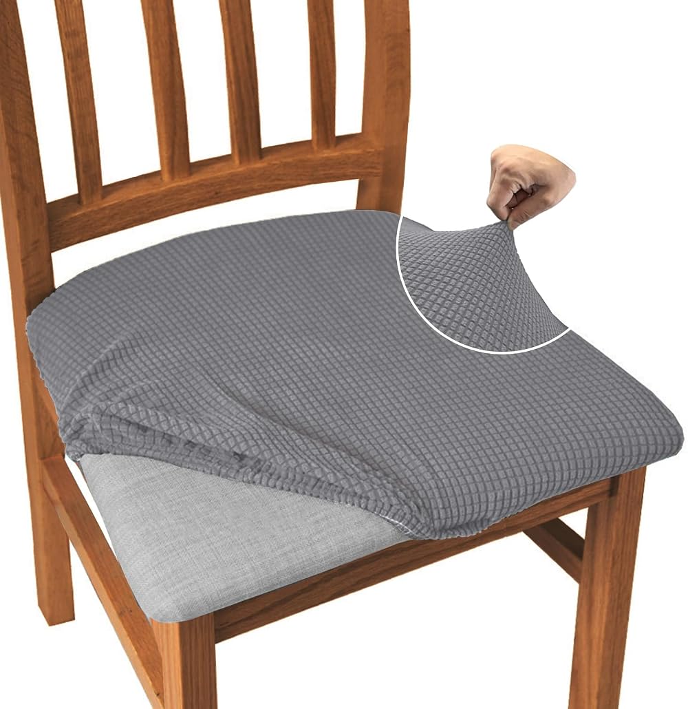Granbest Jacquard Dining Chair Covers Set of 6 Light Grey