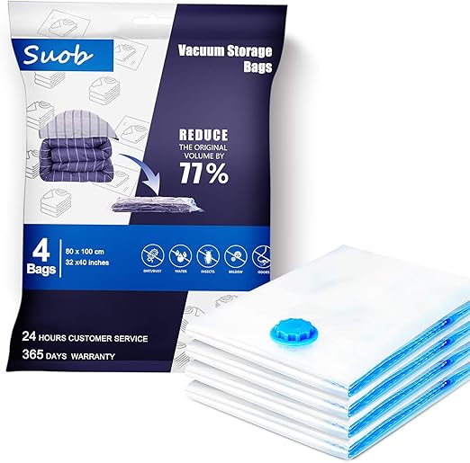 Suob Jumbo Vacuum Storage Bags, 100 x 80cm Reusable Storage Bags with